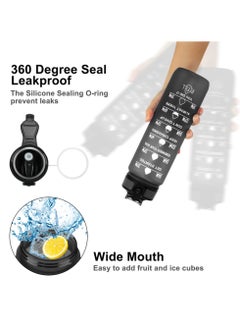 S2C Water Bottle 1L Tritan Plastic Water Bottle With Time Markers, Leak Proof Water Bottle For Kids, School Water Bottles  - Image 3