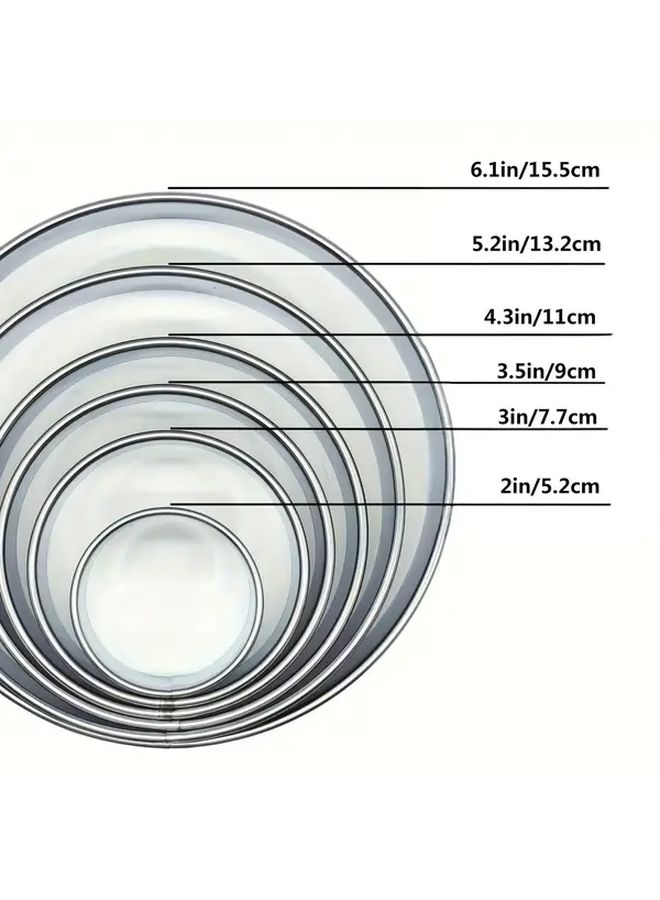 6pcs Stainless Steel Cookie Cutter Set Versatile Round Cutters For Baking Donuts Biscuits And Sandwiches Durable Easy To Clean - Image 3