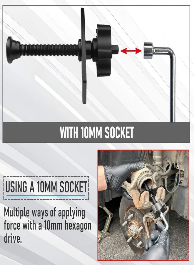 TEOFix Brake Caliper Compression Tool.Heavy Duty Caliper Piston Compressor Tool with 10mm Socket Tool and Brake Caliper LUB - Image 5