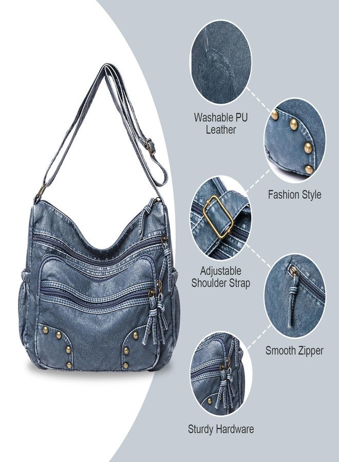 WITERY Soft PU Leather Shoulder Bag - Lightweight Multi Pocket Purse Pocketbooks for Women, Ladies Medium Crossbody Purse and Handbags Hobo Tote Bag Messenger Bags for Everyday Use/Shopping/Travel - Image 5