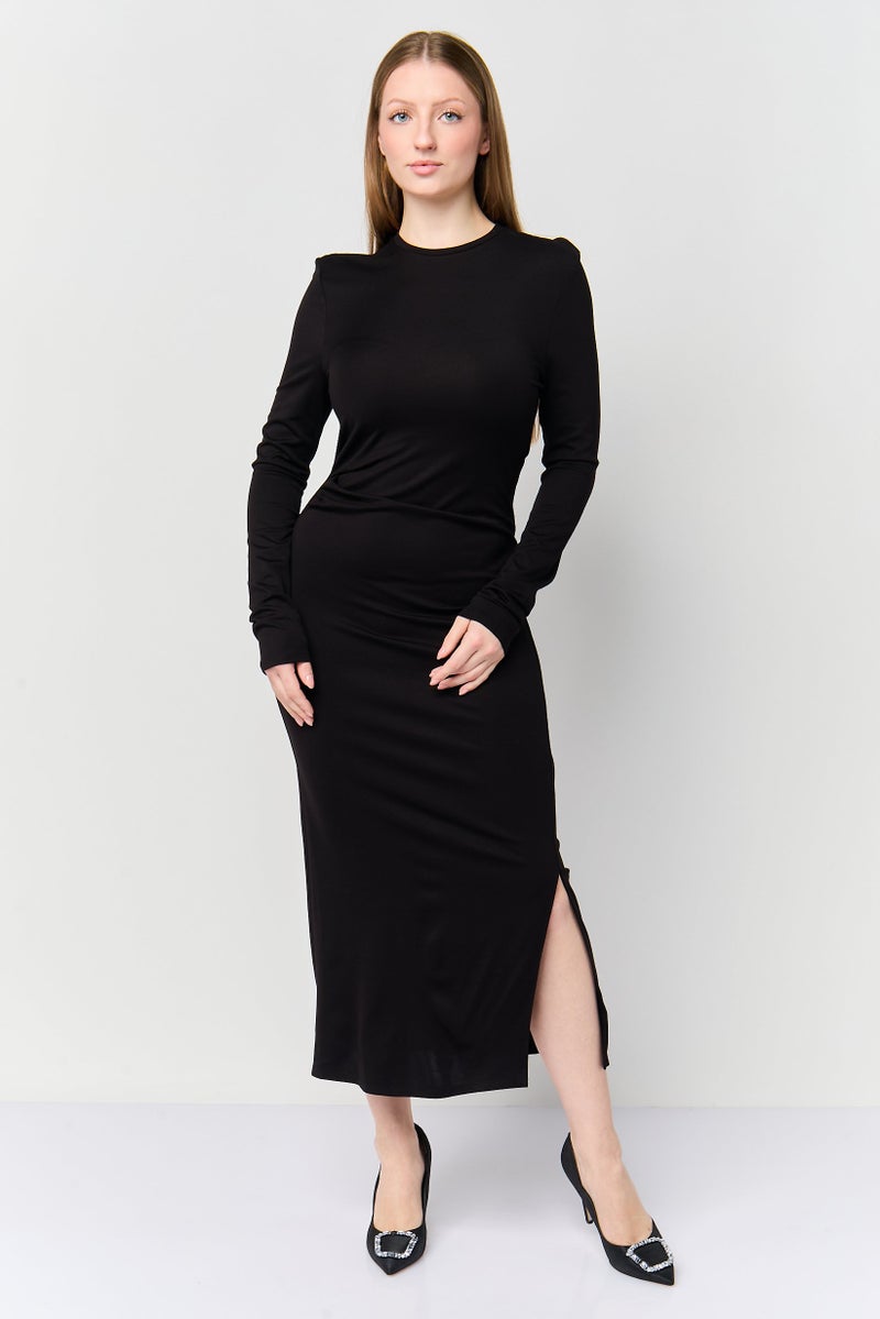 DKNY Women Solid Maxi Dress, Black - Image 1