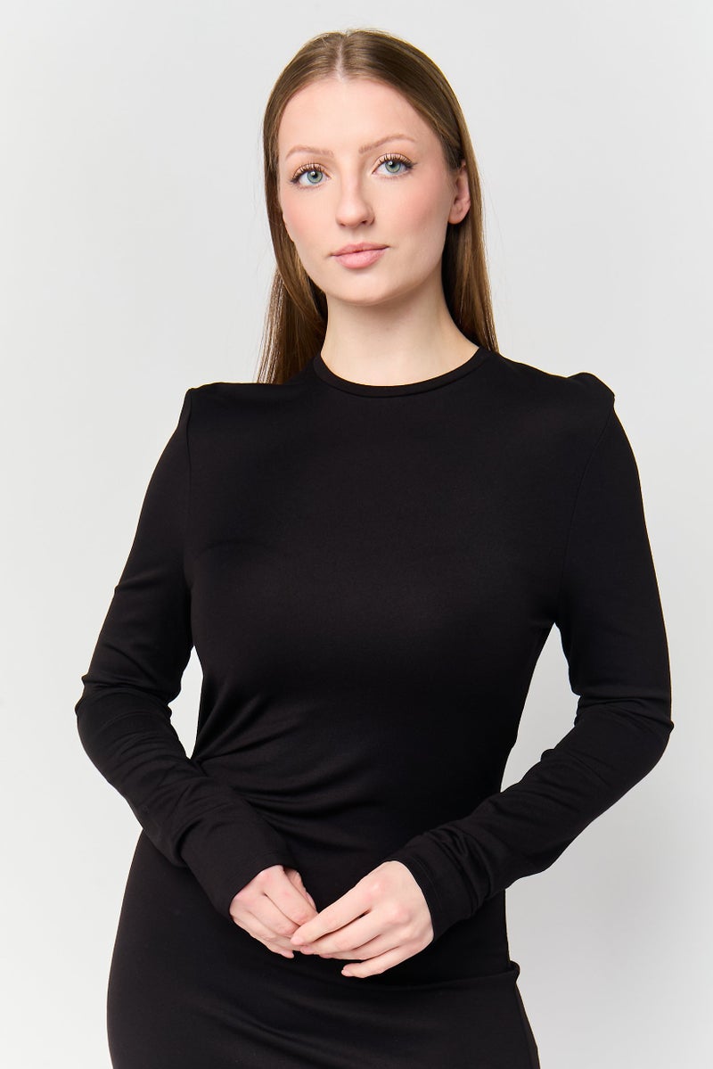 DKNY Women Solid Maxi Dress, Black - Image 3