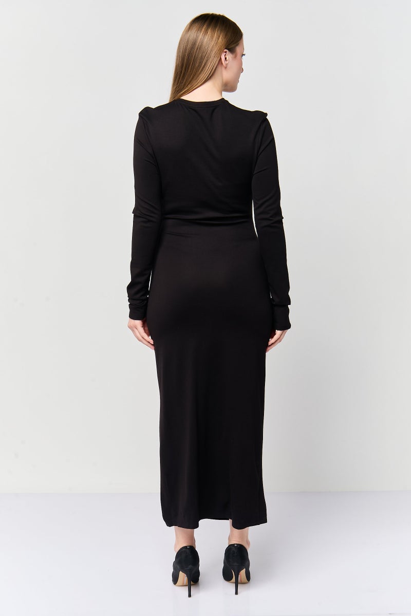 DKNY Women Solid Maxi Dress, Black - Image 4