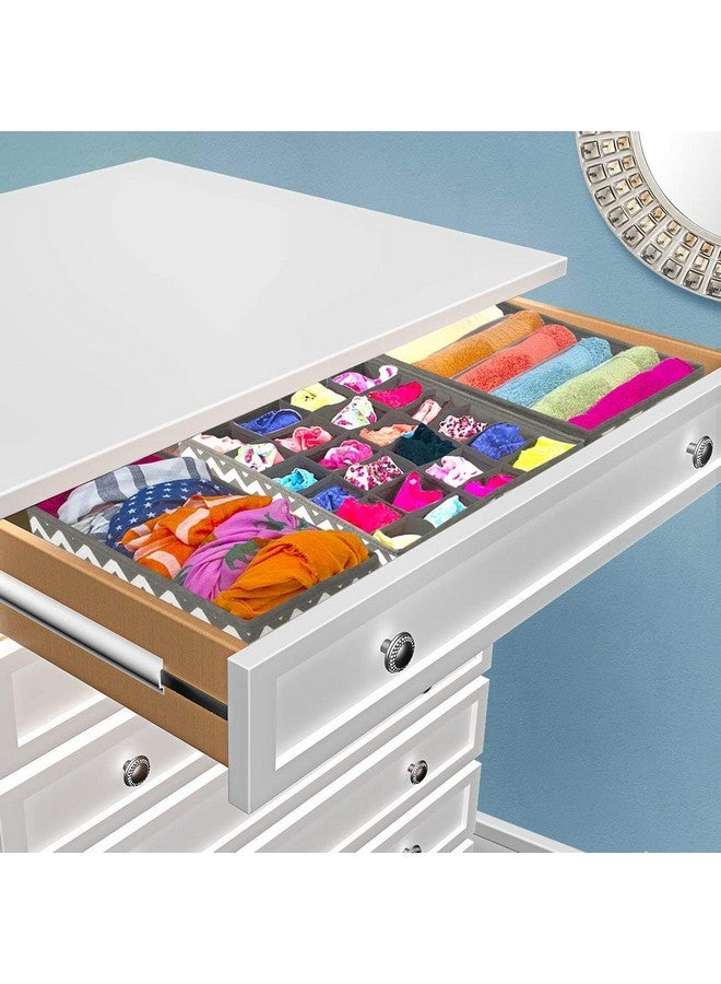 Styleys Styleys Storage Box Drawer Organizer Wardrobe Organizer For Clothes, Innerwear, Underwear, Bra, Socks, Tie, Panty, Etc. (Set of 4, Grey Wave, S1014)  - Image 2