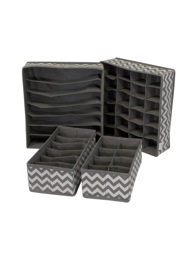 Styleys Styleys Storage Box Drawer Organizer Wardrobe Organizer For Clothes, Innerwear, Underwear, Bra, Socks, Tie, Panty, Etc. (Set of 4, Grey Wave, S1014)  - Image 4