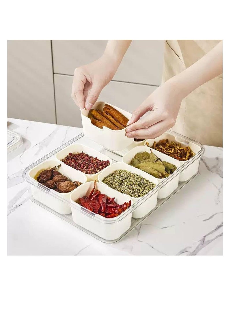 Divided refrigerator box with leak-proof lid to organize your refrigerator and kitchen easily. Available in two sizes, Mk (8-compartment box)