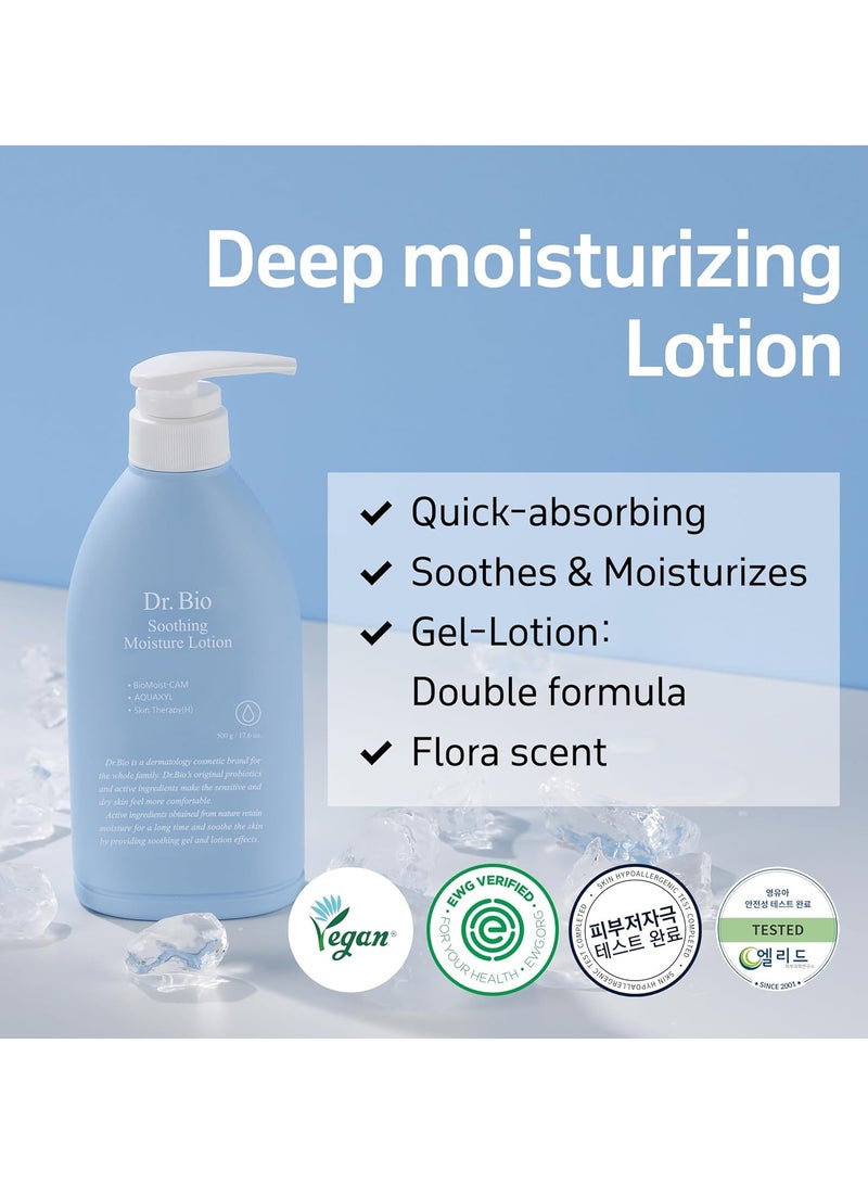 Dr.Bio Korean Soothing Moisture Lotion 500g | Hydrating Body Moisturizer with Ceramide, Probiotics & CICA | For Sensitive & Dry Skin - Image 2