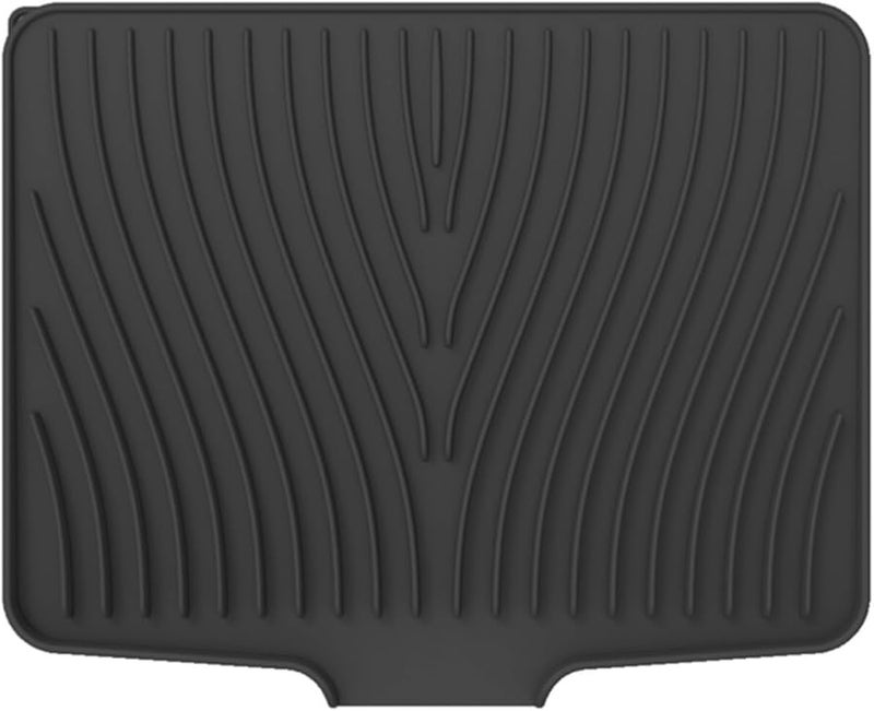 Black Silicone Dish Drying Mat 40x33cm Heat Resistant Drain Lip Pad for Kitchen Counter - Image 2
