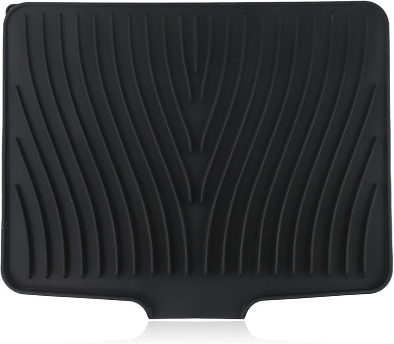 Black Silicone Dish Drying Mat 40x33cm Heat Resistant Drain Lip Pad for Kitchen Counter - Image 4