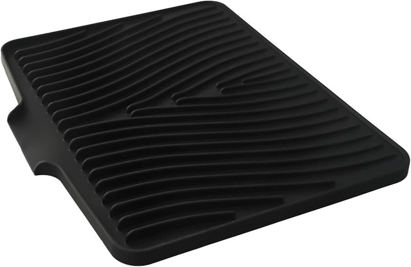 Black Silicone Dish Drying Mat 40x33cm Heat Resistant Drain Lip Pad for Kitchen Counter - Image 5