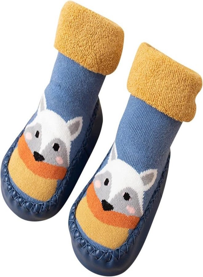 MIKONIKO Non Skid Sock Shoes for Baby Boy Girls Soft Cotton Booties Old Toddler Breathable Indoor Outdoor Walking Slipper for Active Kids | All Season Wear | 3 Month to 24 Month - Blue,6-12 Months - Image 1