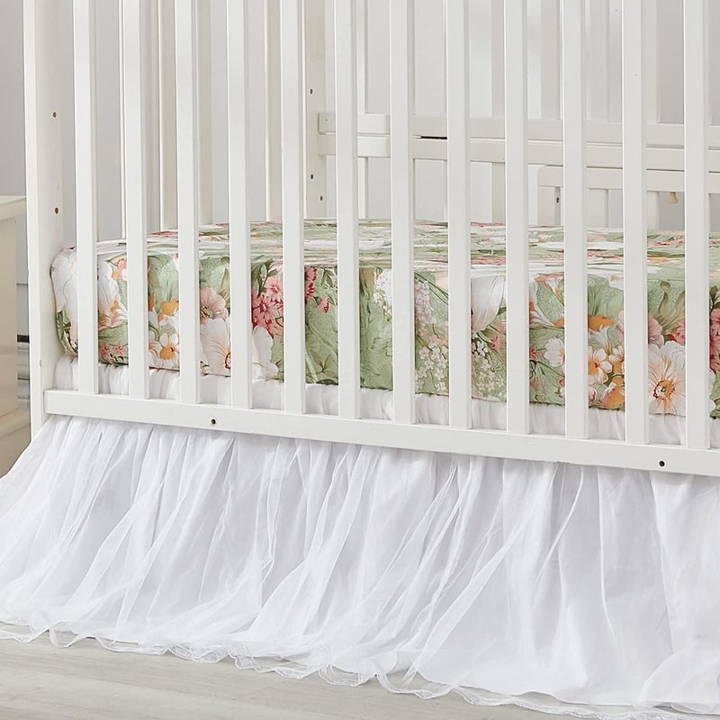 Brandream Luxury Softer Thicker Crib Sheets Set 100 Organic Cotton Lilium Rose Floral Printed Toddler Sheets for Baby Girls Breathable Comfy Durable 28x52  Sage Green Ivory Blush Pink Yellow - Image 2
