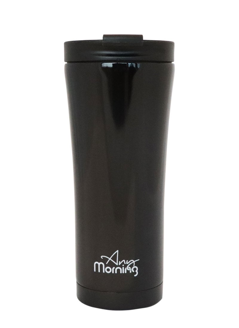 Any Morning Travel Coffee Mug 450ml/500ml, Stainless Steel Coffee Tumbler, Leakproof Travel Coffee Cup, Spillproof Travel Mugs for Hot and Cold Beverage, 15 oz, Black - SI231905  - Image 1
