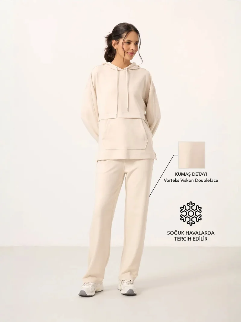 TOMMYLIFE TOMMY Oversized Hooded Sweatshirt And Wide-Leg Pants Set