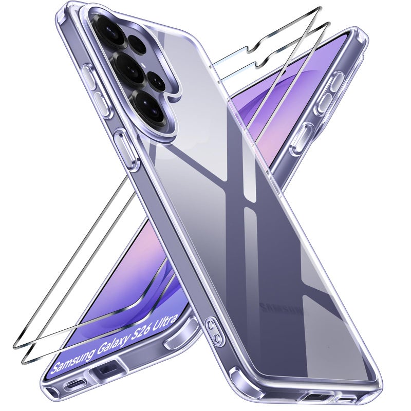 ivoler 3-in-1 Case for Samsung Galaxy S26 Ultra 6.9â€ with 2 Pack Tempered Glass Screen Protector[Full Coverage], [Military Grade Protection] Slim Phone Bumper Cover Clear [Non-Yellowing] - Image 1