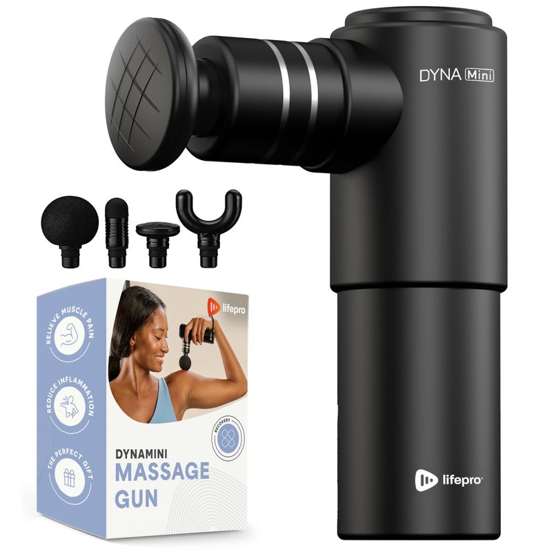 Lifepro DynaMini Percussion Massage Gun FSA HSA Eligibleâ€“ Deep Tissue Handheld Massager for Athletes â€“ Muscle Recovery Tool for Men & Women â€“ Quiet, Portable with Attachment Heads & Travel Case