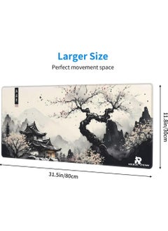 Rock Pow Japanese Mouse Pad, Large Japanese Desk Mat, XL Anime Gaming Keyboard Mat, Non-Slip Rubber Base, Big Extended Desk Protector for Home Office, 31.5”x11.8”  - Image 2