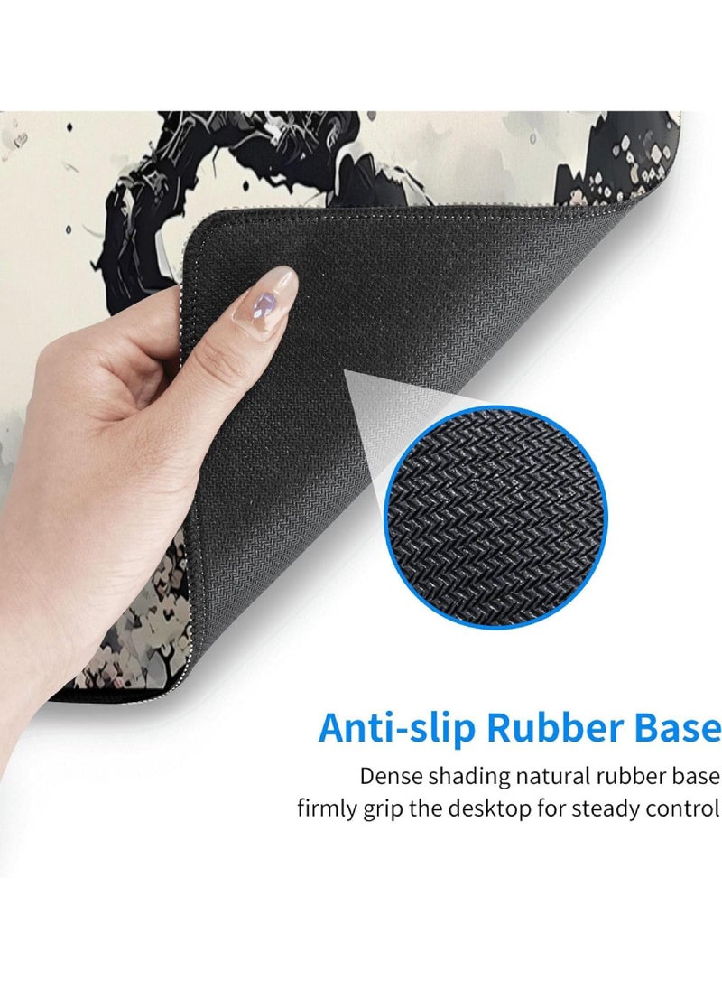 Rock Pow Japanese Mouse Pad, Large Japanese Desk Mat, XL Anime Gaming Keyboard Mat, Non-Slip Rubber Base, Big Extended Desk Protector for Home Office, 31.5”x11.8”  - Image 3
