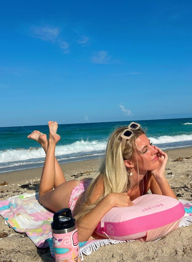Ballast Beach Pillow – Comfy, Durable & Compact, Stays Put on Windy Beaches with Patented Sand Pouch, Inflatable Pillow for Beaches, Pools, Camping, Festivals and Travel (Flamingo Pink) - Image 2