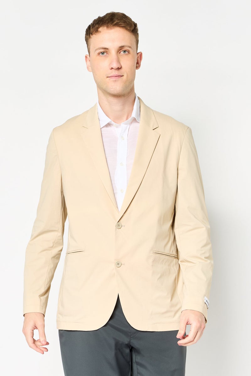 SELECTED Men Regular Fit Solid Semi Formal Blazer, Ivory - Image 1