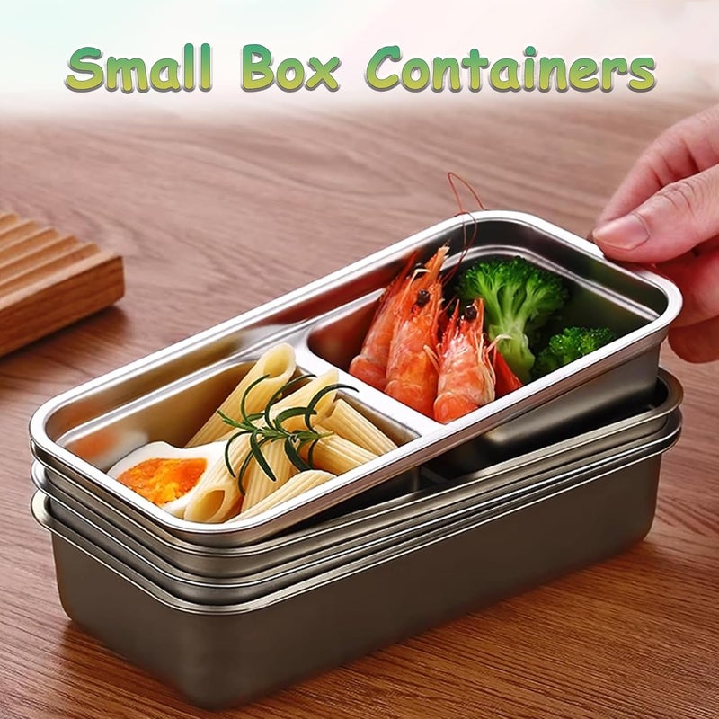 QWEZXO Grab and Go Snack Containers, Reusable Double Compartment Snack Containers-Stainless Steel Condiment Box with Lids for Outdoor Camping Food Storage (4) - Image 5