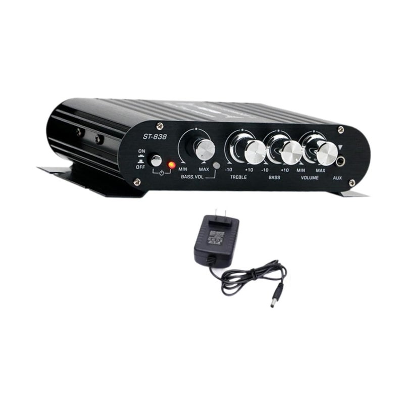 Mini Power Amplifier with RCA AUX Input for Car Home Boat RV Black - Image 1