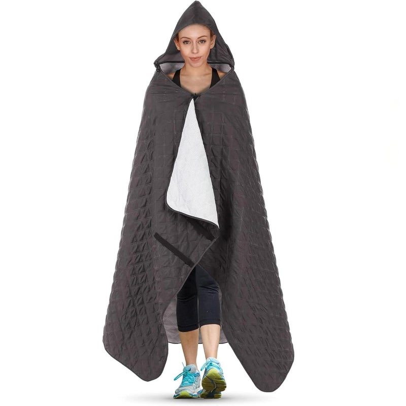 PY SUPER MODE Hooded Outdoor Blanket Extra Large 82 x 55 Waterproof Camping Blanket Quilted Thick Fleece Warm Windproof Sand Proof Portable and WearResistant Perfect for Stadium Picnic Camping 