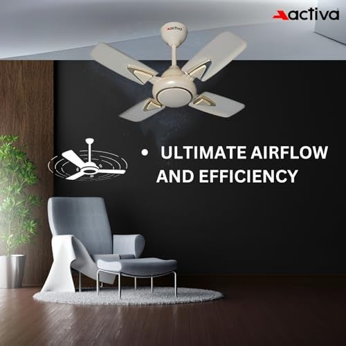 ACTIVA Galaxy-1 600mm Ceiling Fan | 600mm Sweep | 850 RPM High Speed | 50W Copper Motor | 4 Blades | Anti-Dust Coating | Compact Ceiling Fan for Kitchen/Small Room | 2 Year Warranty (Ivory) - Image 4