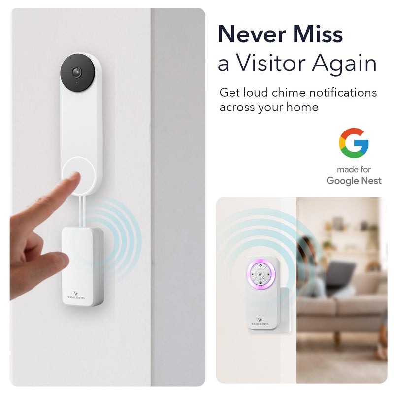 Wasserstein Doorbell Chime for Google Nest Doorbell (Wired, 2nd Gen & 3rd Gen) with Wired Transmitter - NOT Compatible with Nest Doorbell (Battery) - Made for Google Nest - Doorbell NOT Included - Image 3