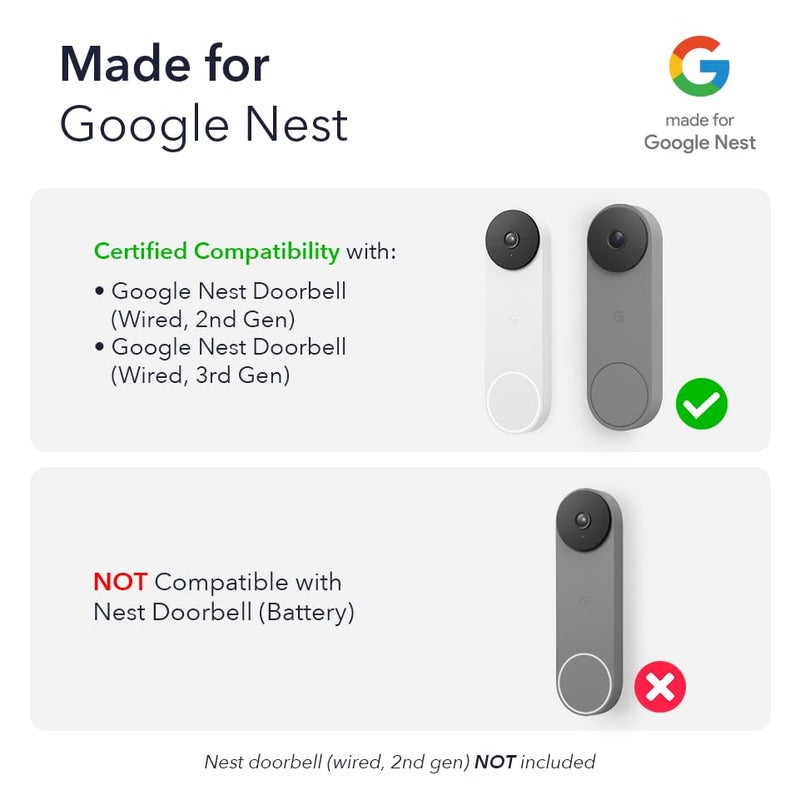 Wasserstein Doorbell Chime for Google Nest Doorbell (Wired, 2nd Gen & 3rd Gen) with Wired Transmitter - NOT Compatible with Nest Doorbell (Battery) - Made for Google Nest - Doorbell NOT Included - Image 2