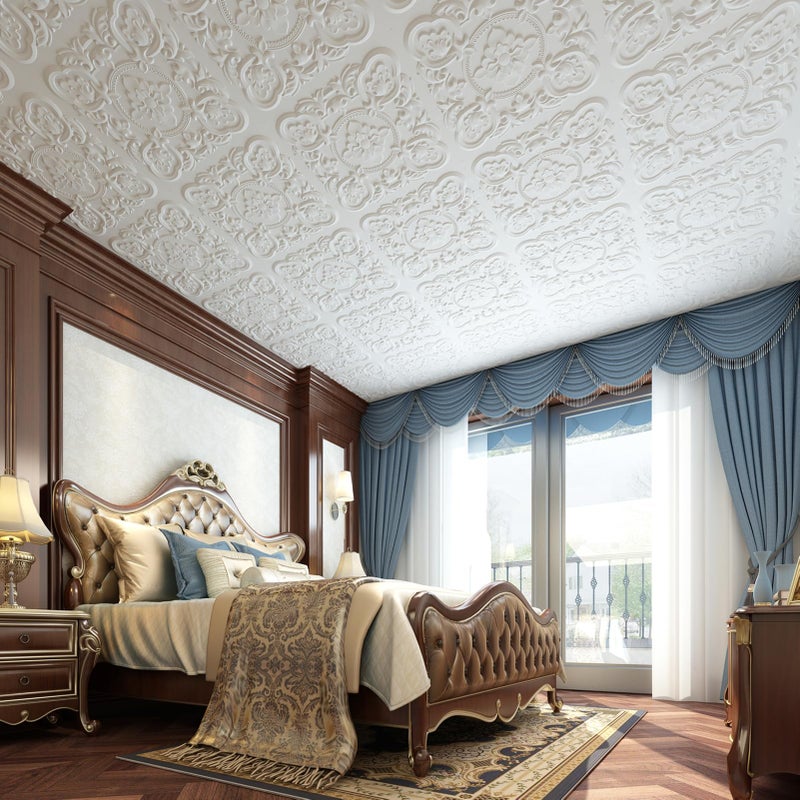 Art3dwallpanels 12 Pack Drop Ceiling Tiles, 24 x 24 Inch High Grade PVC 3D Wall Panels Vintage Flower Pattern for Interior Wall Decor, Fire Rated, Waterproof, White - Image 5