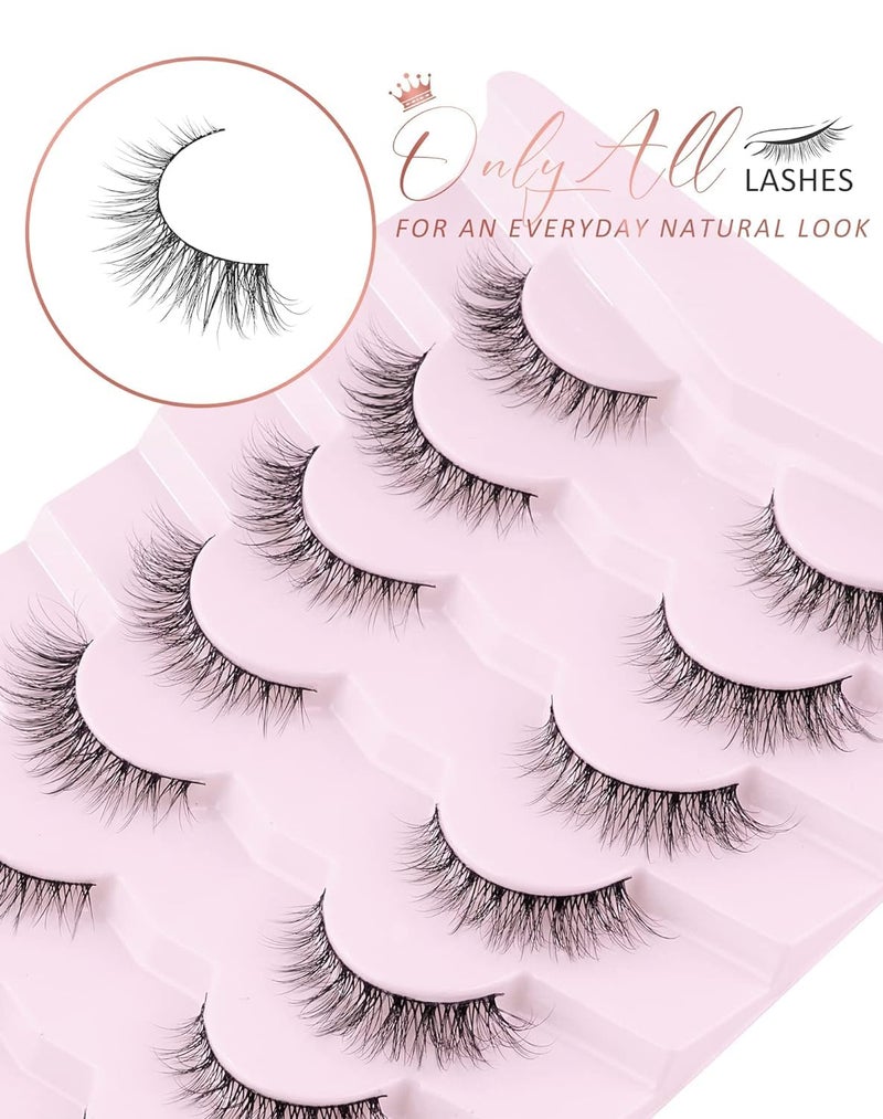 Onlyall Soft Fluffy Natural Look Wispy 1 Lashes, Flared 1 Eyelashes, 7 Pairs D1 Natural (6-13MM) - Image 4