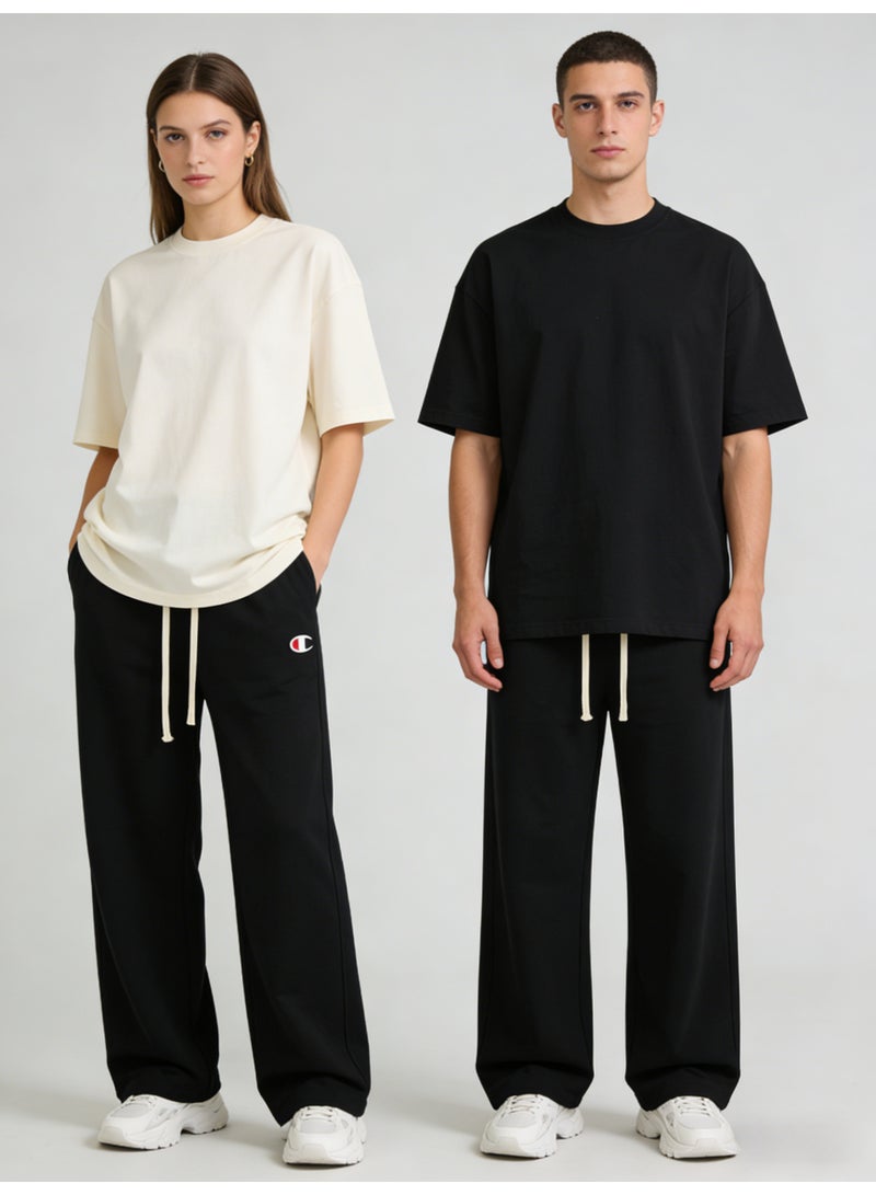 Champion Black Plus Size Wide Leg Sweatpants - Unisex Comfort Drawstring Trousers for Men & Women - Image 2