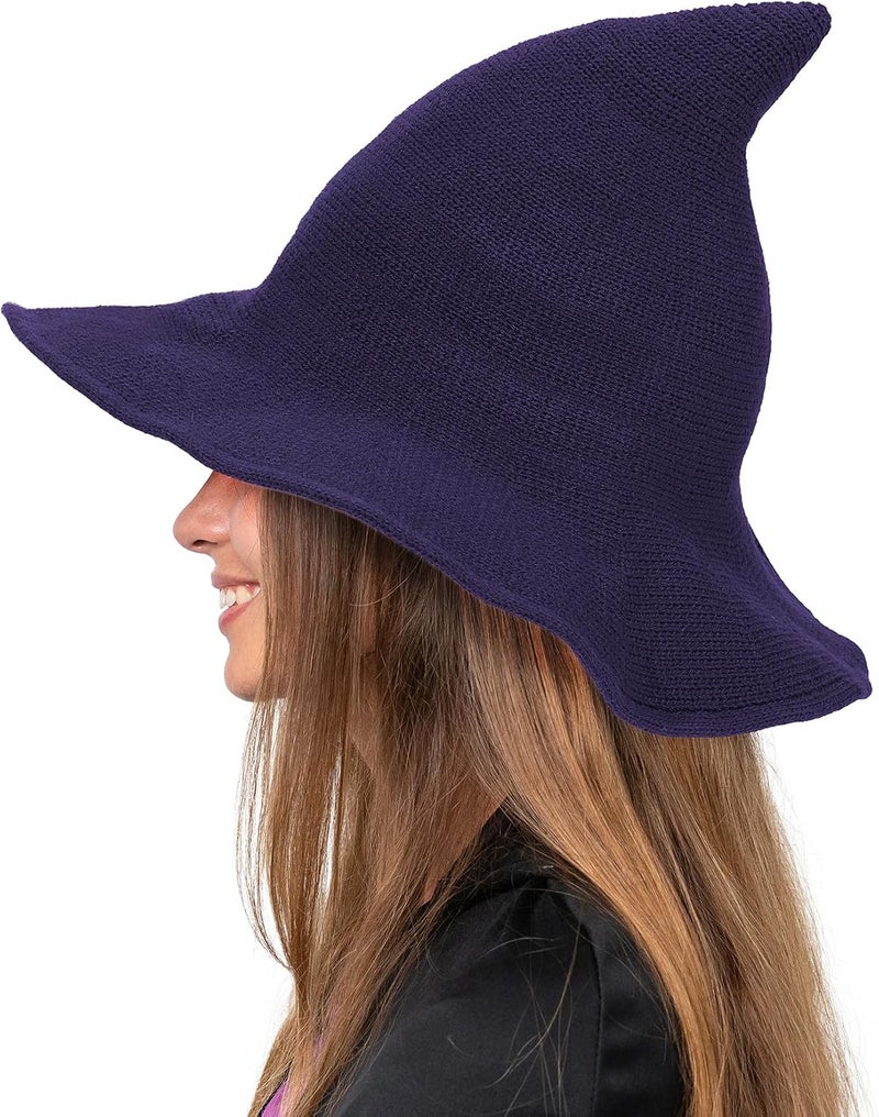 Durio Wide use compliant quality Witch Hat Foldable Knitted Witch Hats for Women Halloween Wizard Hat for Cosplay Costume Long lifespan - Image 2