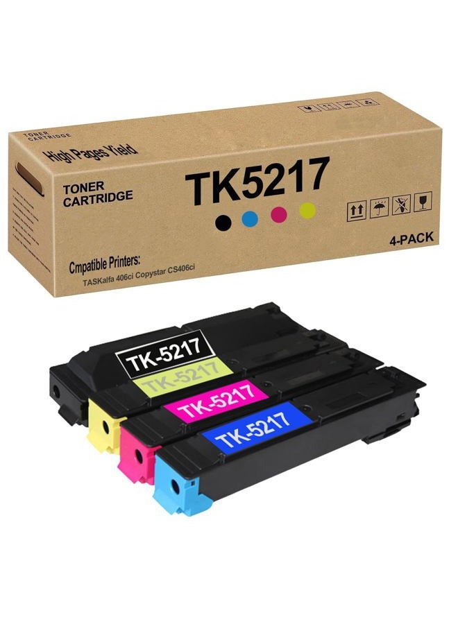 ASANSH Used Remanufactured TK-5217 TK5217 Toner Cartridge for Kyocera TASKalfa 406ci Copystar CS406ci Printers (4-Pack) - Image 1