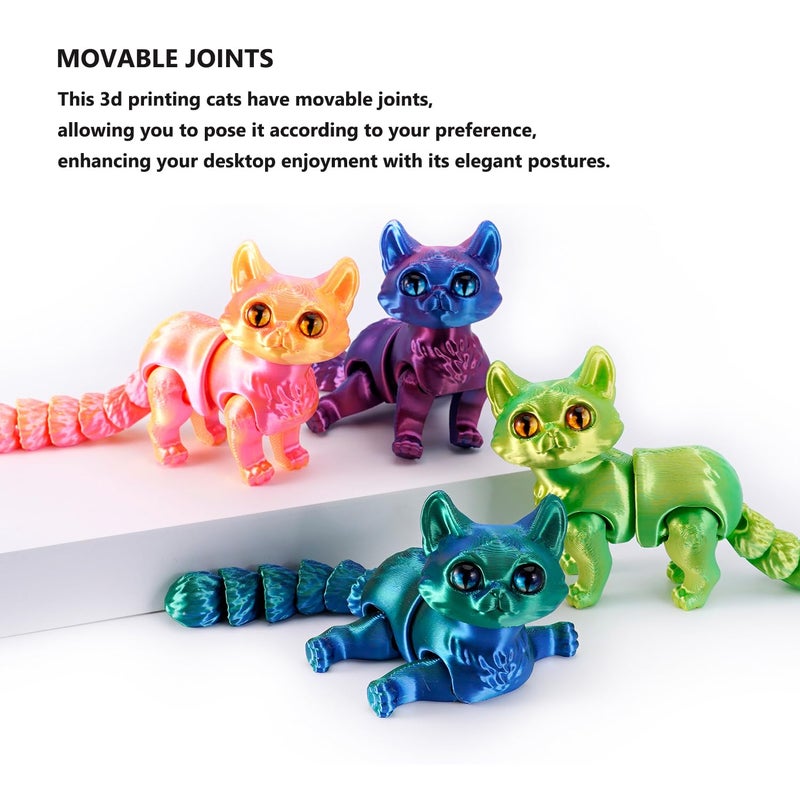 QINGMIAO 3D Printed Cat, Articulated Black Cat Toys for Adult, 3D Print Animals Fidget Toys Decor for Stress Relief, 3D Printing Action Figure Toys for Age15+(Light Purple) - Image 3
