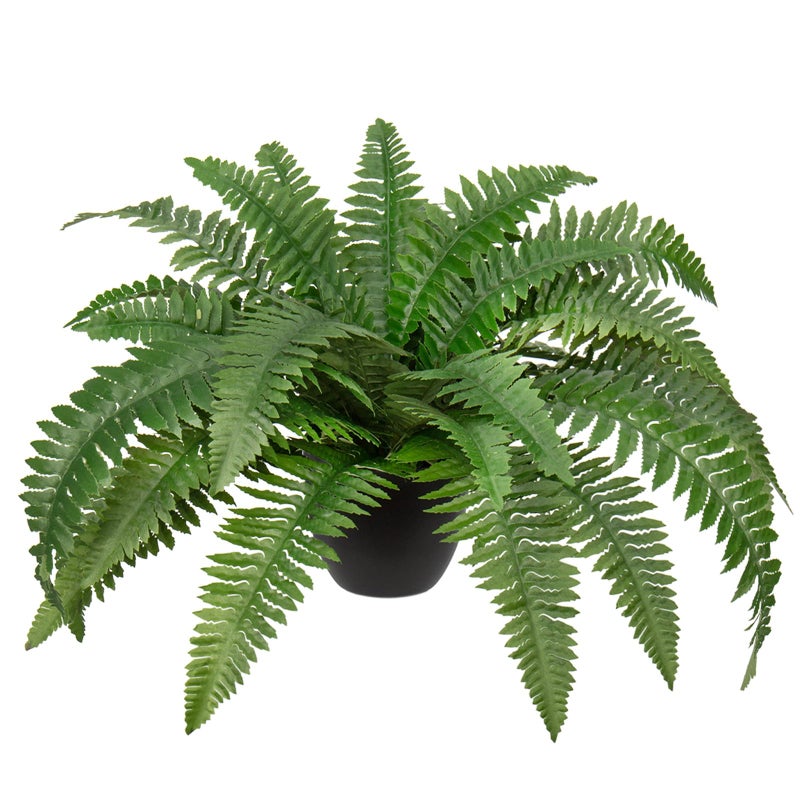 Hollyone Fake Fern Potted Plant Artificial Boston Ferns in Pot 35 Leaves for Outdoors & Indoor Faux Fern Bush Plant 20inch for Patio Garden Farmhouse Windowsill Office Living Room Decoration Home Decor - Image 1