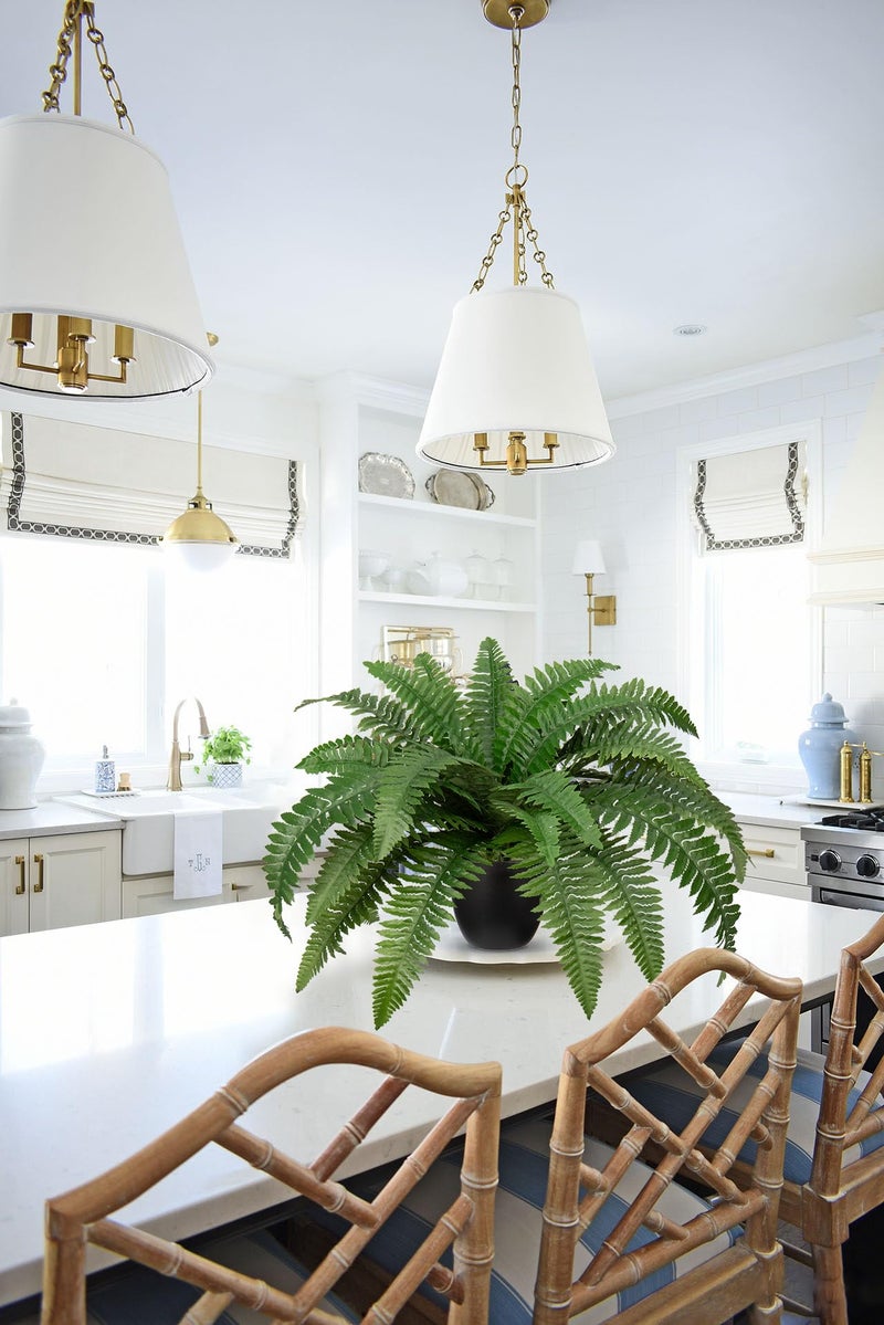 Hollyone Fake Fern Potted Plant Artificial Boston Ferns in Pot 35 Leaves for Outdoors & Indoor Faux Fern Bush Plant 20inch for Patio Garden Farmhouse Windowsill Office Living Room Decoration Home Decor - Image 5