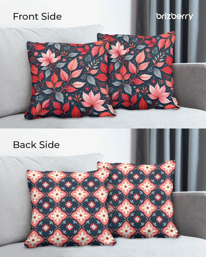 Brizberry® Designer Ethnic Decorative Soft Cotton Feel Premium Poly Cotton Throw Pillow Cushion Covers, Double Both, Set of 2 (Design 181, 16 x 16 Inch (Pack of 2)) - Image 2