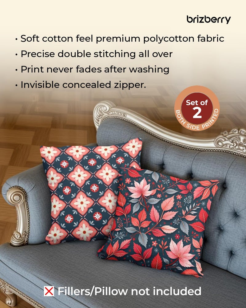 Brizberry® Designer Ethnic Decorative Soft Cotton Feel Premium Poly Cotton Throw Pillow Cushion Covers, Double Both, Set of 2 (Design 181, 16 x 16 Inch (Pack of 2)) - Image 4
