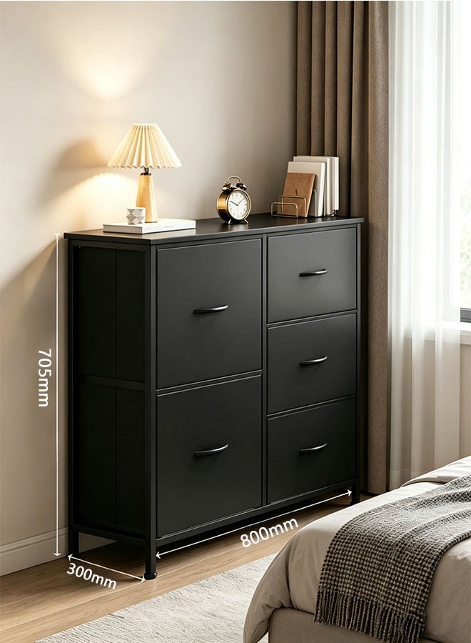CozyNest Fabric Dresser with 5 Drawers, Metal Frame Storage Chest, Multi-Purpose Organizer for Bedroom, Living Room, Kids Room, Hallway, Ideal for Clothes, Books & Accessories - Image 2