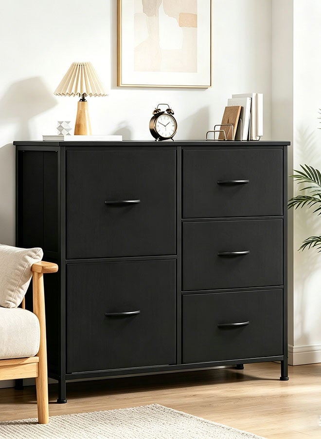 CozyNest Fabric Dresser with 5 Drawers, Metal Frame Storage Chest, Multi-Purpose Organizer for Bedroom, Living Room, Kids Room, Hallway, Ideal for Clothes, Books & Accessories - Image 4