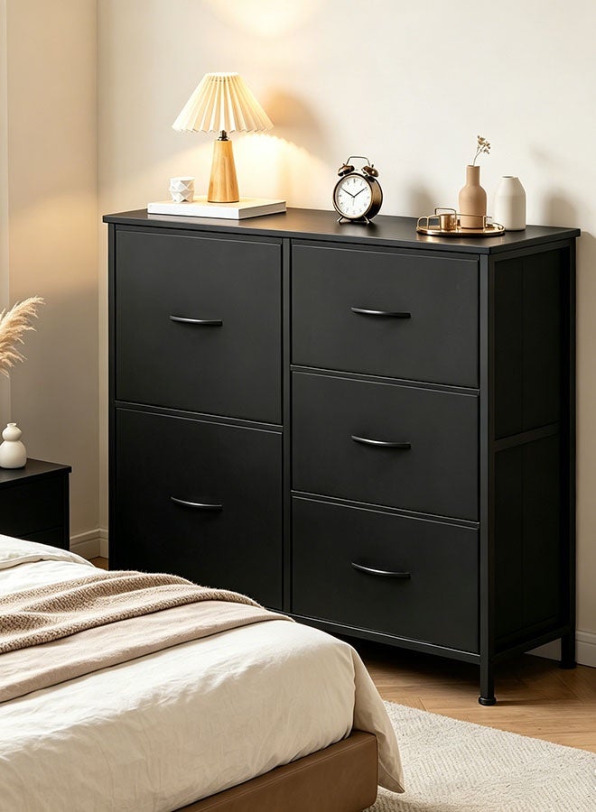 CozyNest Fabric Dresser with 5 Drawers, Metal Frame Storage Chest, Multi-Purpose Organizer for Bedroom, Living Room, Kids Room, Hallway, Ideal for Clothes, Books & Accessories - Image 3