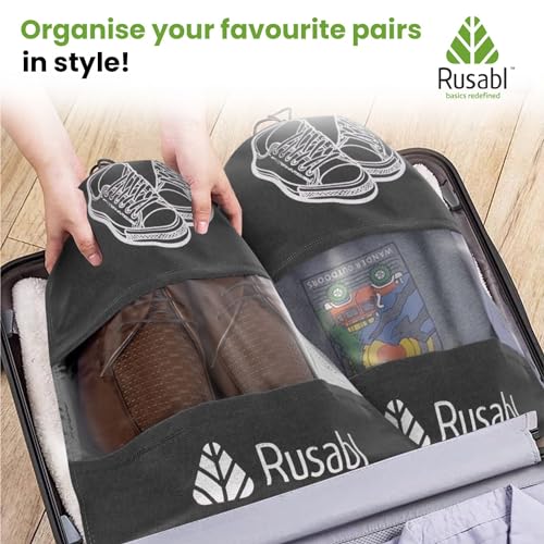 Rusabl Shoe Bag for Travel (Pack of 9, Black) Non Woven, See Through Window, Drawstring Closure, Travel Organiser Pouch for Women & Men Sports Shoes, Sandals, Slippers, Footwear Cover for Travelling - Image 4