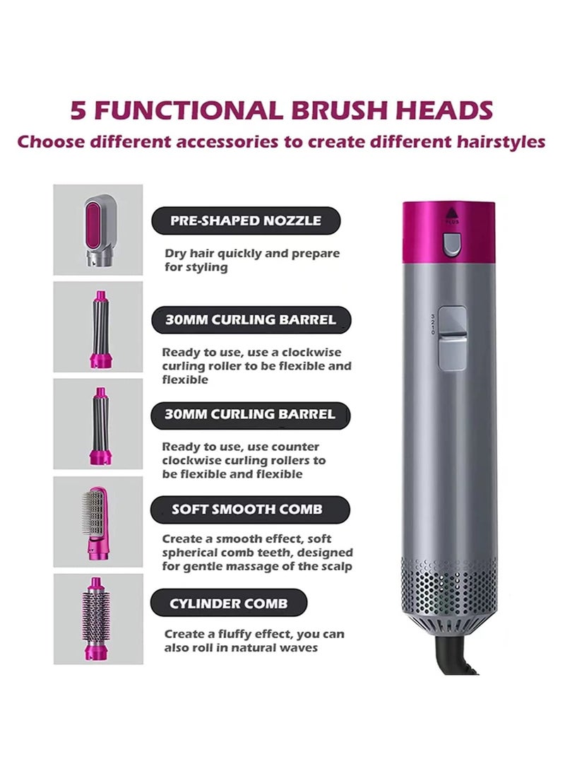 فرشاة مجفف الشعر  ، 5 في 1 جهاز تصفيف الهواء الساخن ، 1000 واط - Image 2