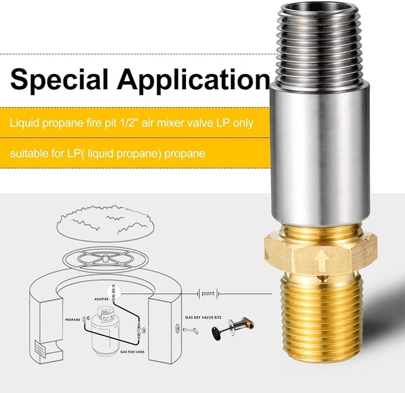 High Capacity 90K BTU Liquid Propane Gas Fire Pit Air Mixer Valve 1 2In - Image 5