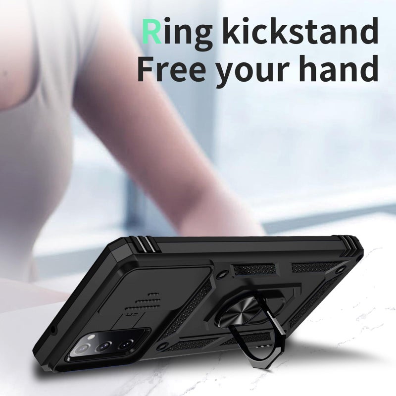 Weycolor for Samsung Galaxy S20 FE 5G Case with Camera Lens Cover, HD Screen Protector, 10 FT Military Grade Drop Protection, Magnetic Ring Holder Kickstand Protective Phone Case, Black - Image 5