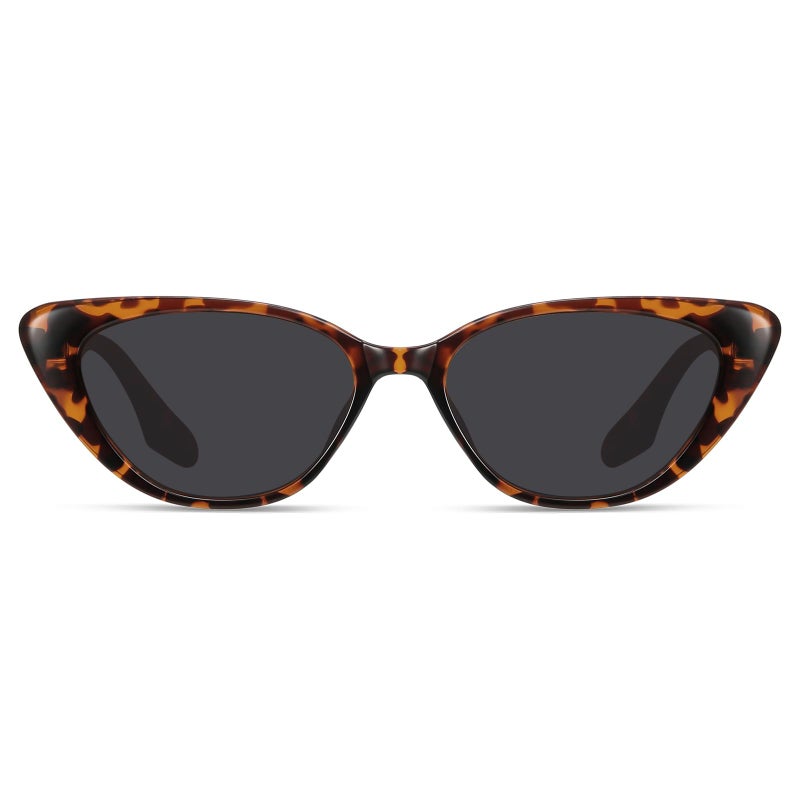 Fozono Retro Vintage Narrow Cat Eye Sunglasses for Women 90s Small Chic Trendy Sunnies UV400 Party Driving FZN7514(Tortoise/Grey) - Image 1