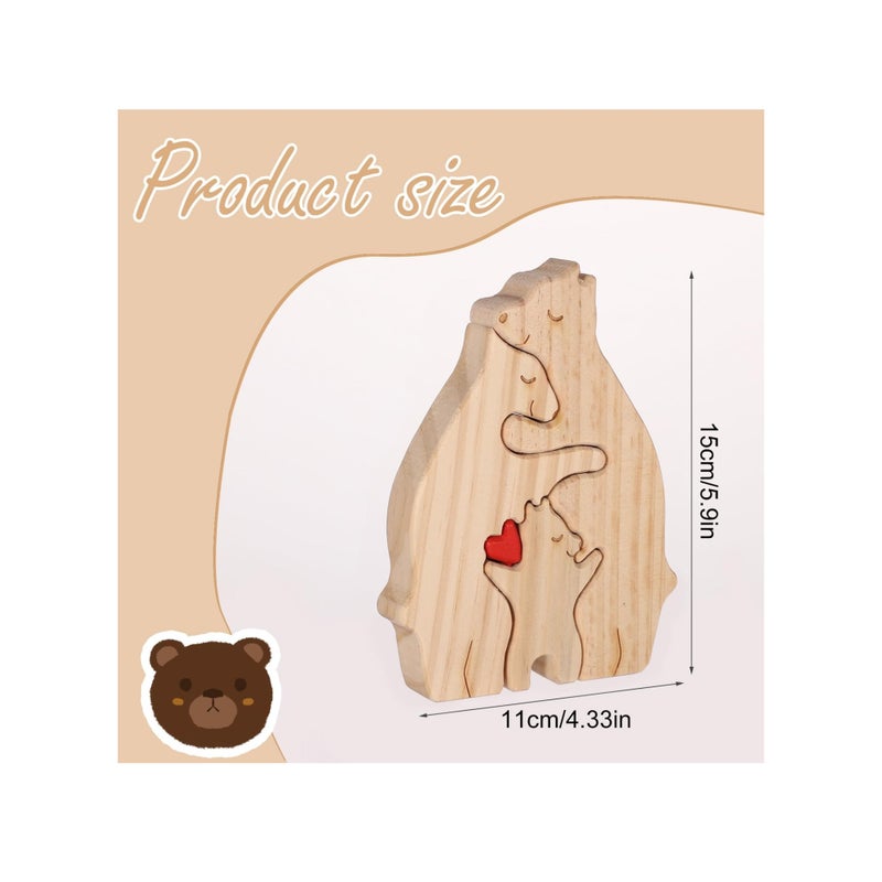 SOLARAE Personalized Family Name Puzzle, 3 Bears Wooden Bear Family Puzzle Decorative Wooden Bear Puzzle Creative Birthday Gifts for Parents Home Decor Housewarming Gifts - Image 2