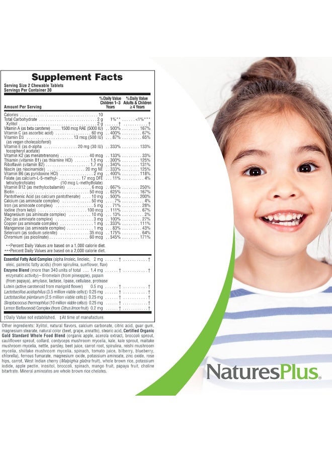 NaturesPlus Natures Plus Animal Parade Source of Life Gold Children's Chewable Multivitamin - Assorted Cherry, Orange & Grape Flavors - 60 Chewable Tablets - Vegetarian, Gluten-Free - 30 Servings - Image 5
